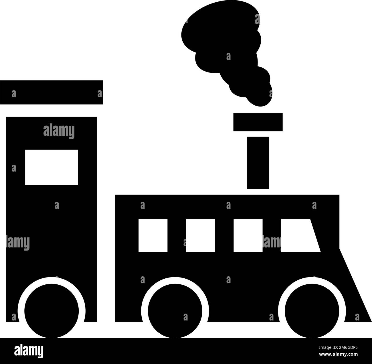 Steam locomotive and smoke silhouette icon. Editable vector. Stock Vector
