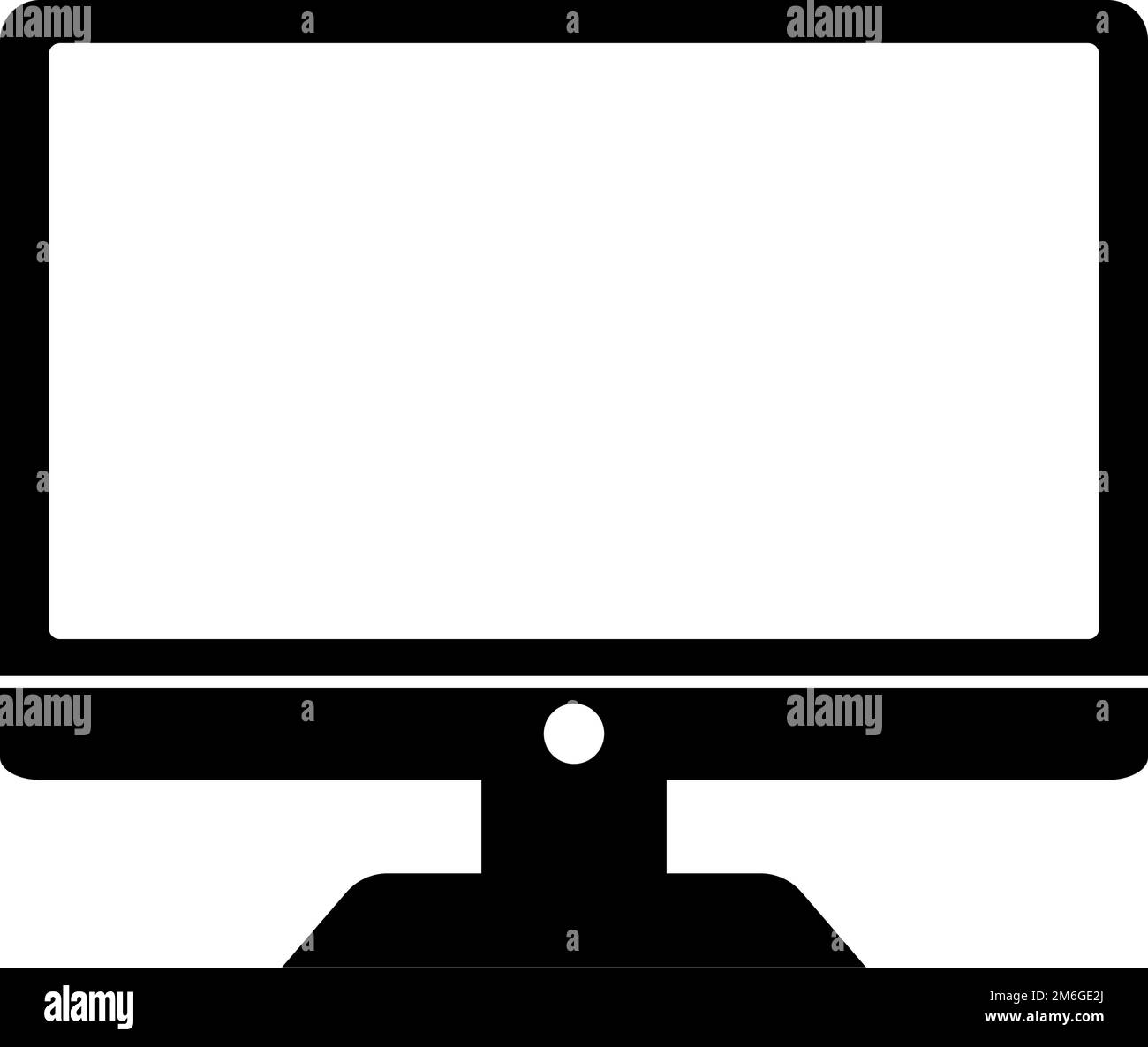 Desktop PC icon with white screen. Editable vector. Stock Vector