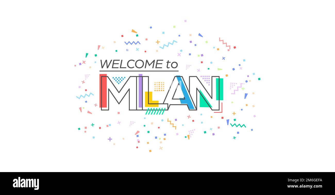 Welcome to Milan. Vector lettering for greetings, postcards, posters, posters and banners. Flat design Stock Vector
