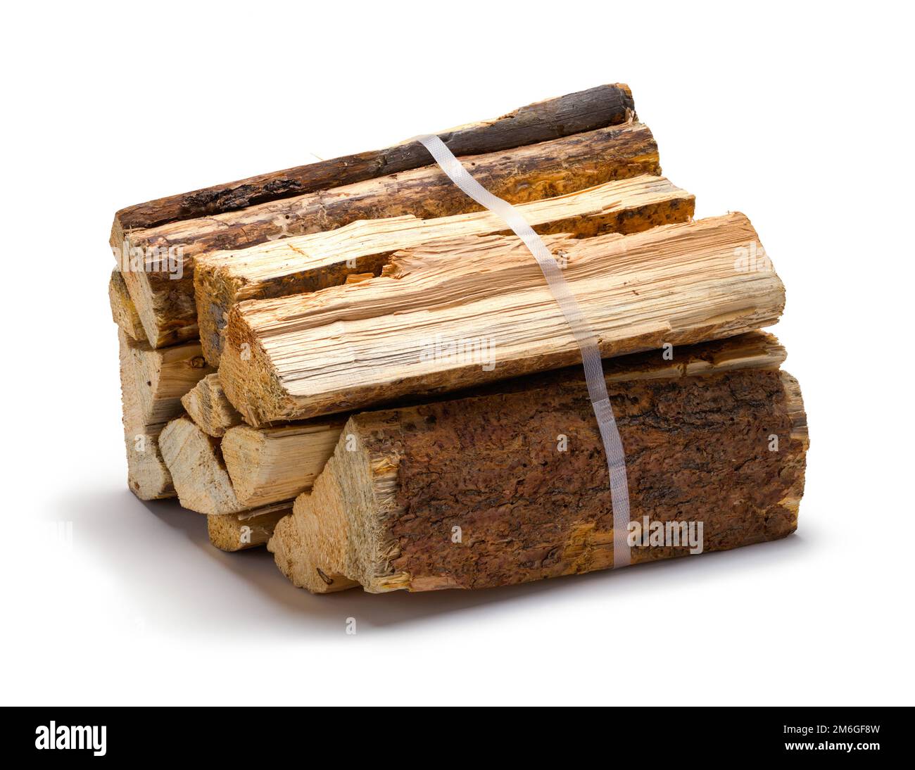 Bundle of Wood Cut Out on White. Stock Photo