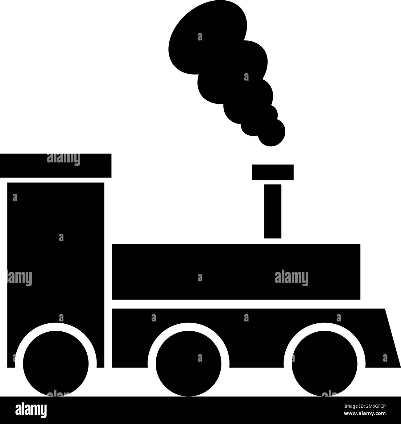 Steam locomotive silhouette icon. Editable vector. Stock Vector