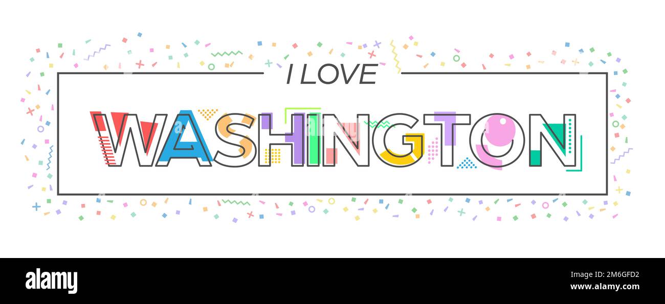 I love Washington. Vector lettering for postcards, posters, posters and banners. Flat design Stock Vector