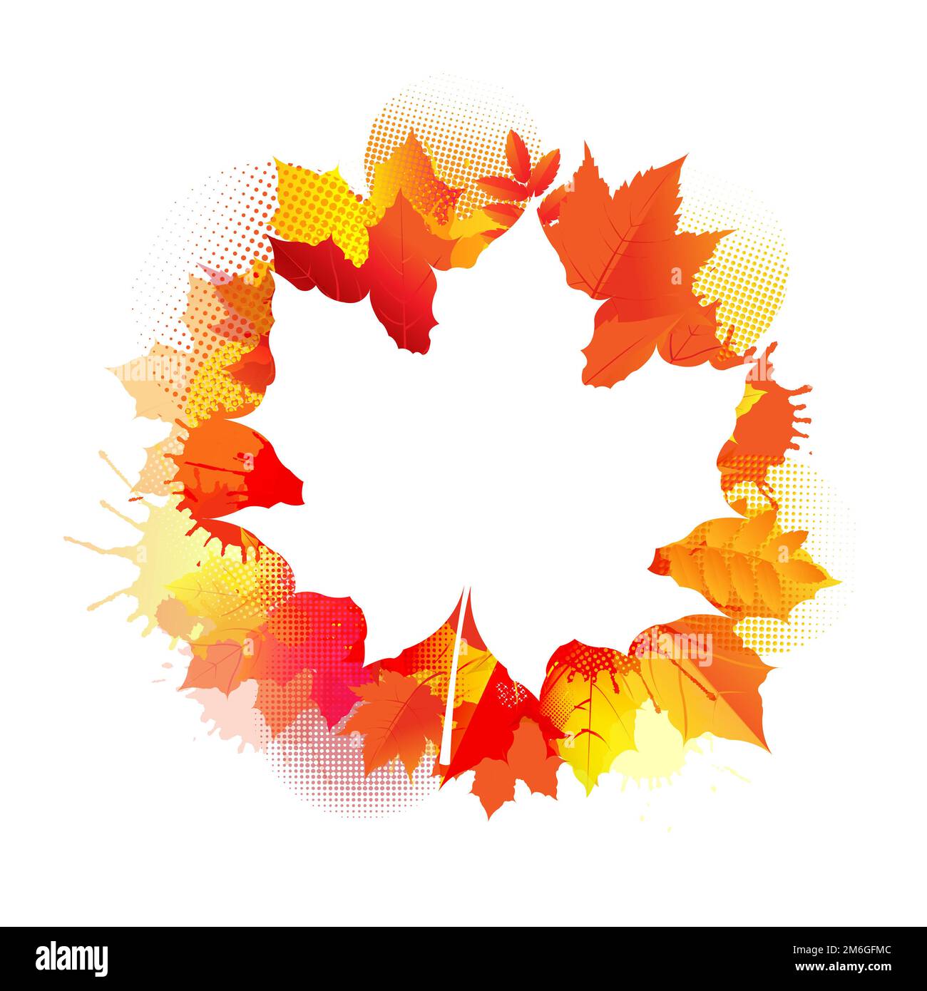 Autumn Poster With Stain And Leaves Poster Stock Photo - Alamy