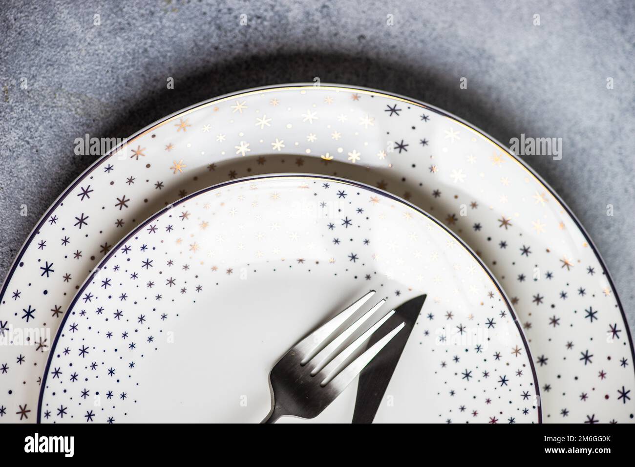 Minimalistic table setting for Christmas Stock Photo