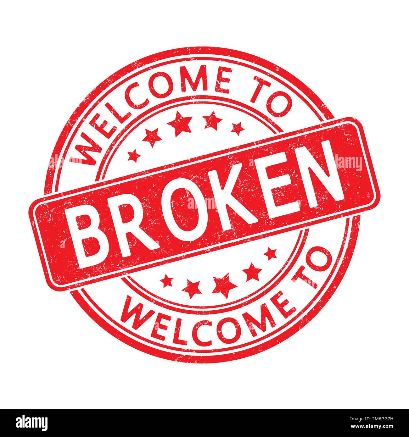 Welcome to BROKEN. Impression of a round stamp with a scuff. Flat style Stock Vector