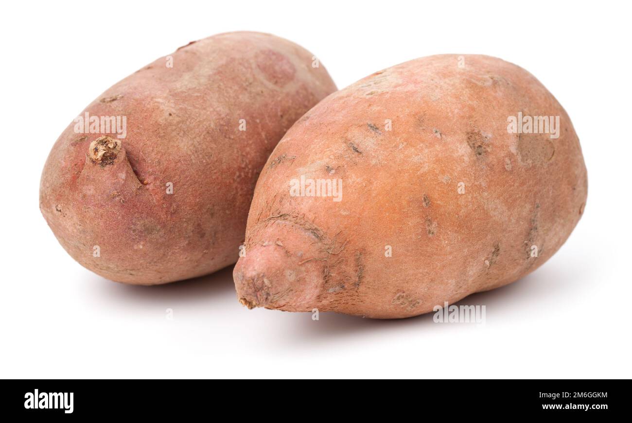 Organic Sweet Potatoes Isolated On White Background Stock Photo