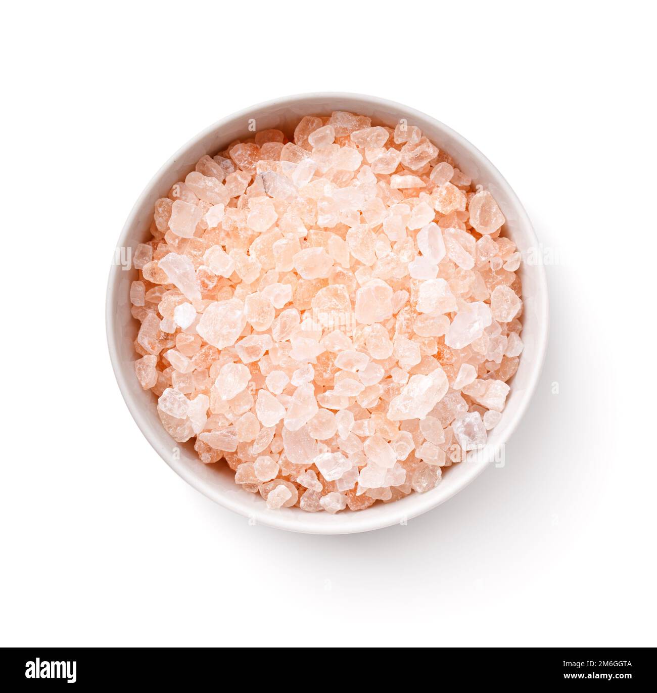 Pink Rock Salt In White Bowl Isolated Stock Photo Alamy