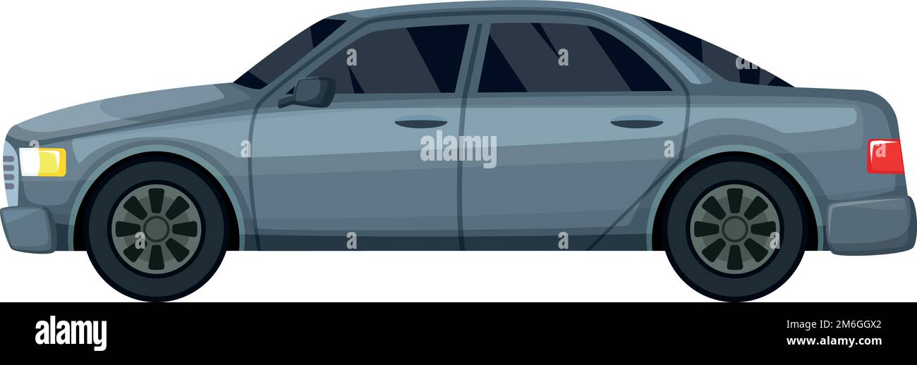 Gray car side view. Cartoon sedan icon Stock Vector