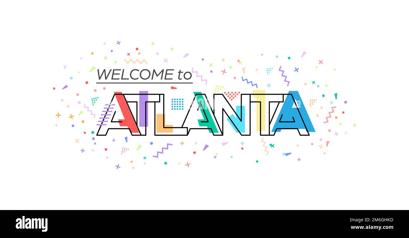 Welcome to Atlanta. Vector lettering for greetings, postcards, posters, posters and banners. Flat design Stock Vector