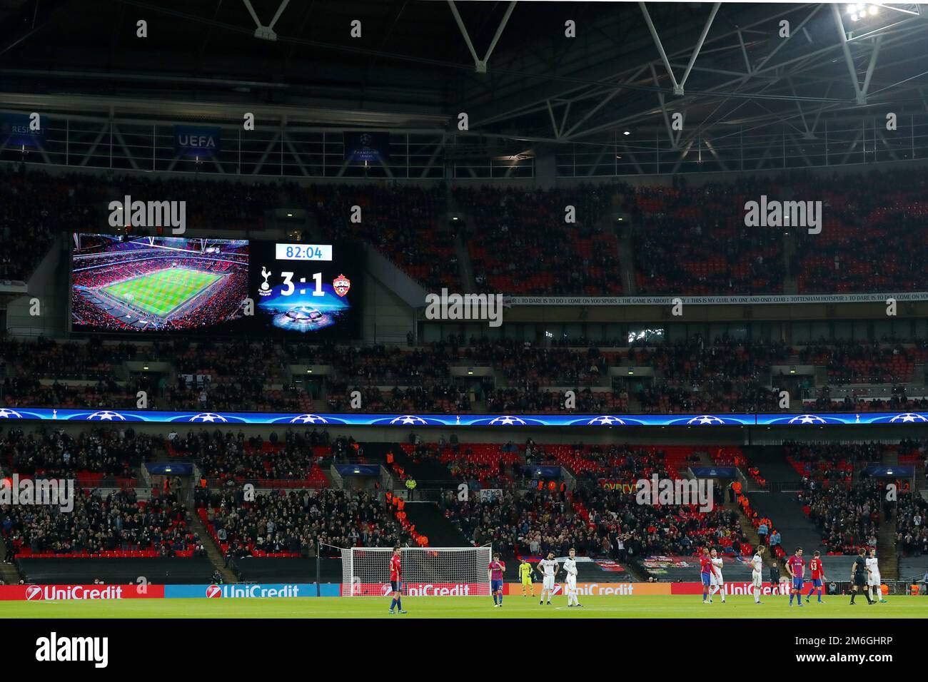 Wembley Stadium during the closing stages of the match - Tottenham Hotspur v CSKA Moscow, UEFA Champions League, Wembley Stadium, London - 7th December 2016. Stock Photo