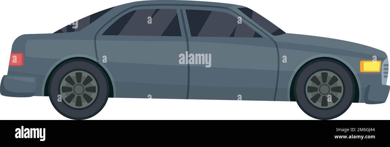 Gray sedan side view. Urban car cartoon icon Stock Vector