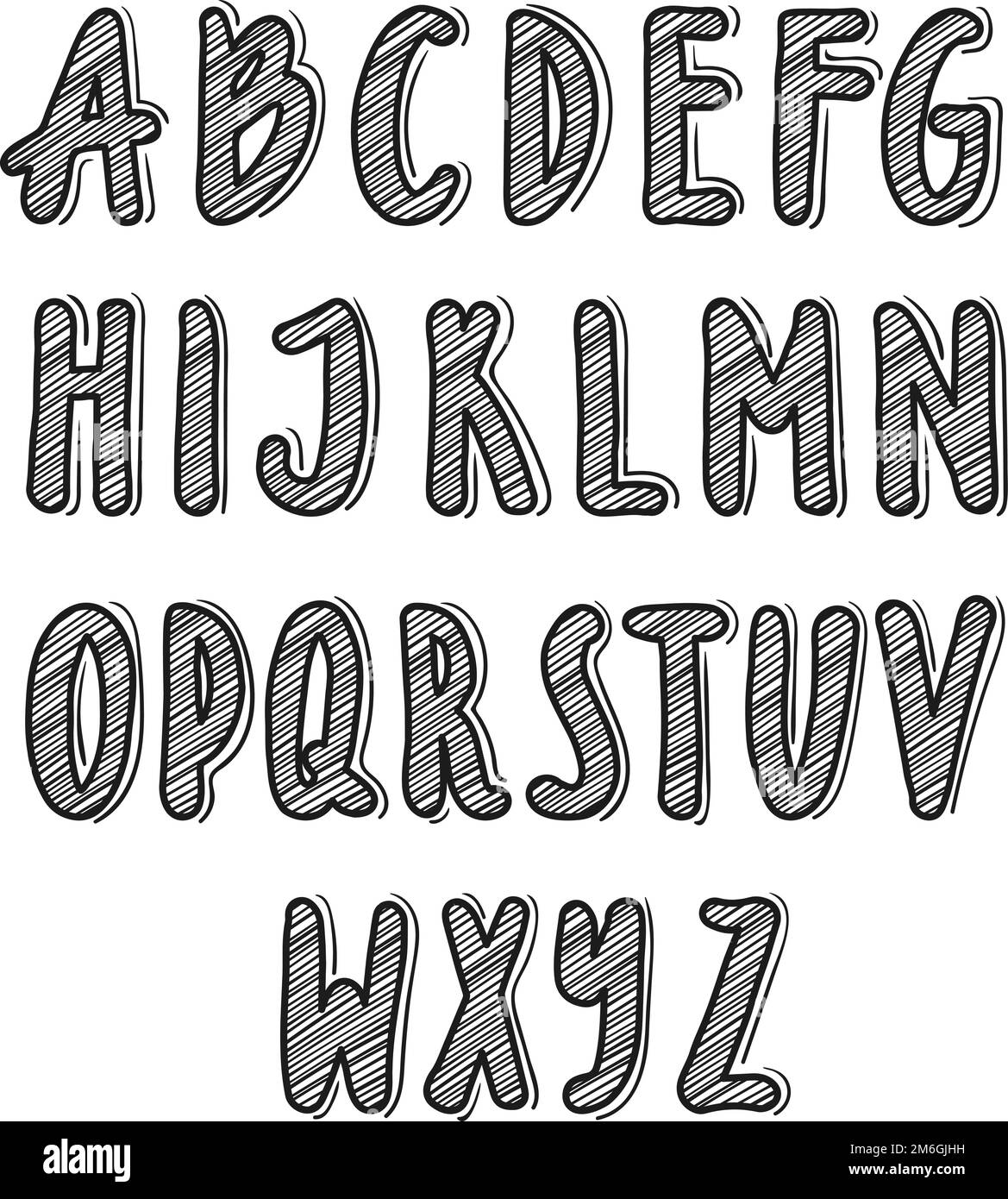 Alphabet in sketch style. Scribbled letters. Decorative font Stock Vector