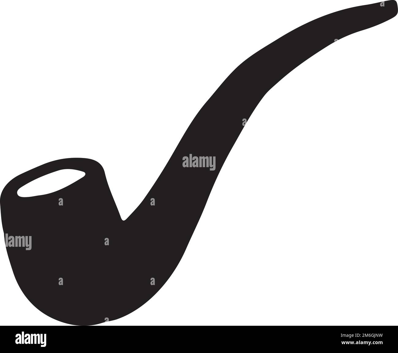 Smoking pipe black icon. Retro fancy accessory Stock Vector