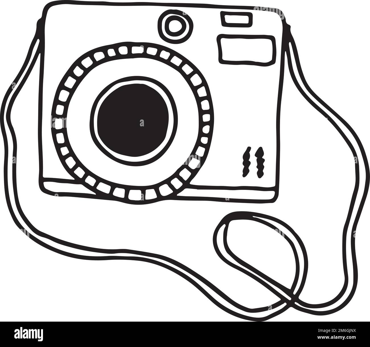 Retro photography camera. Photo device line icon Stock Vector