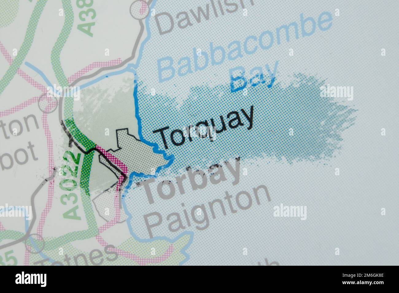 Torquay, United Kingdom atlas map town name - paint Stock Photo - Alamy