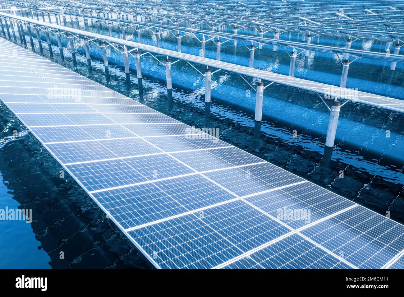 Photovoltaic power station closeup on water Stock Photo