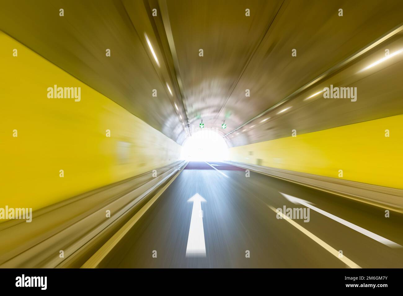 Tunnel scene at bright exit Stock Photo