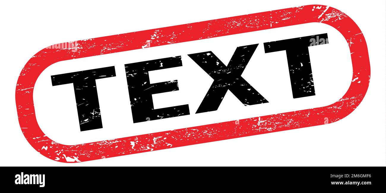 TEXT, text on red-black rectangle stamp sign Stock Photo - Alamy