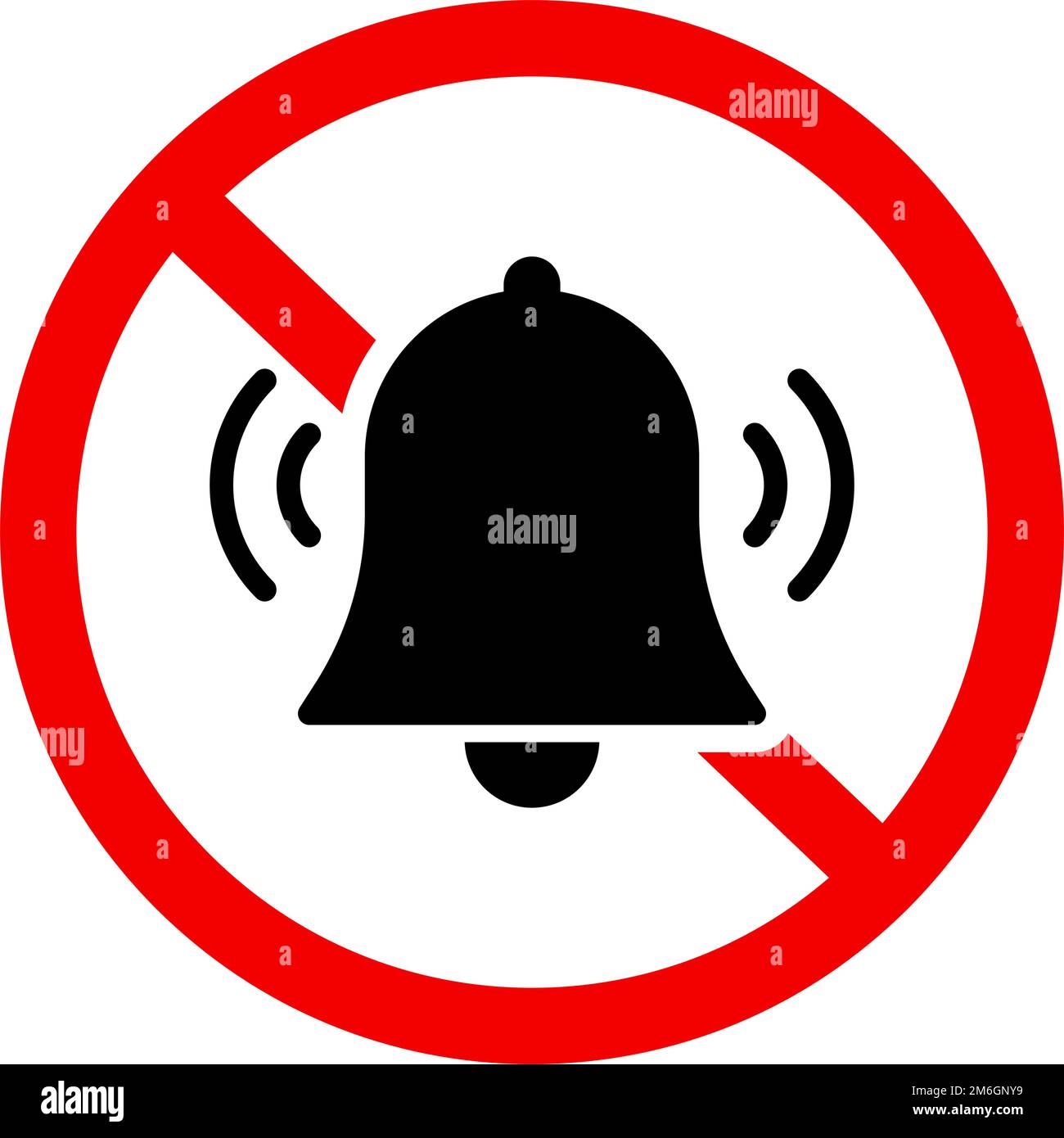 Notification OFF icon. Bell and prohibition sign. Silent mode. Editable