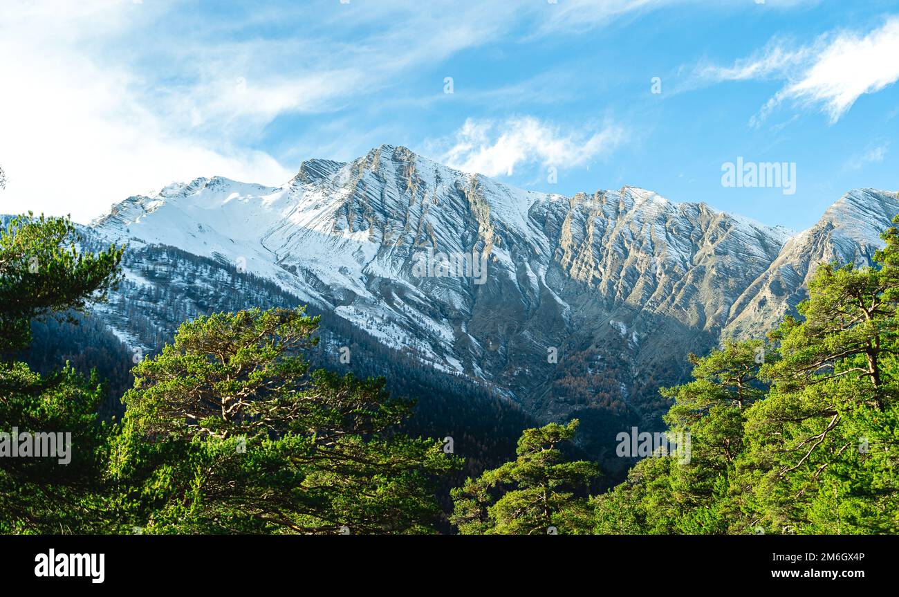 Picturesque view of snowy Alps on sunny day Stock Photo