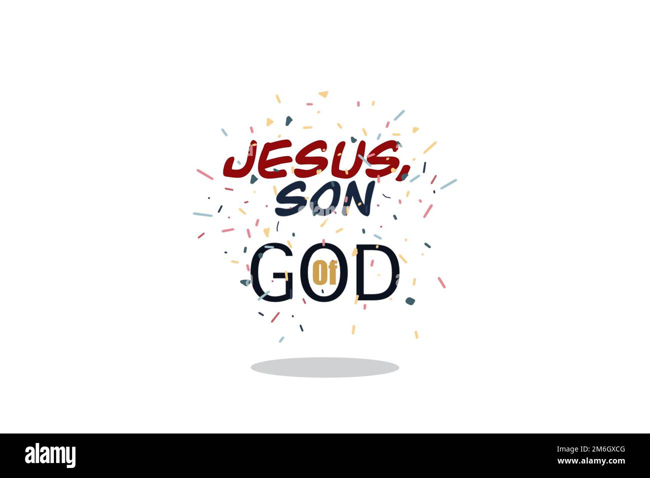 Jesus son of God Calligraphy lettering text banner for sticker, poster, card, postcard. Vector illustration. Stock Photo