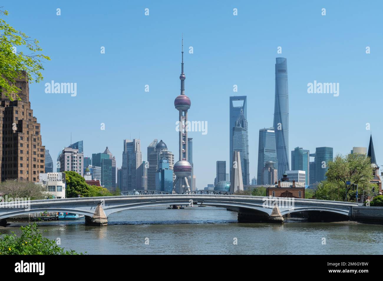 Shanghai cityscape and suzhou river Stock Photo