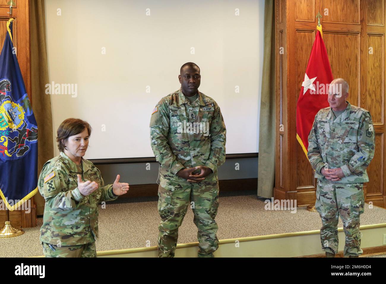 Pennsylvania Adjutant General Maj. Gen. Mark Schindler, right, and