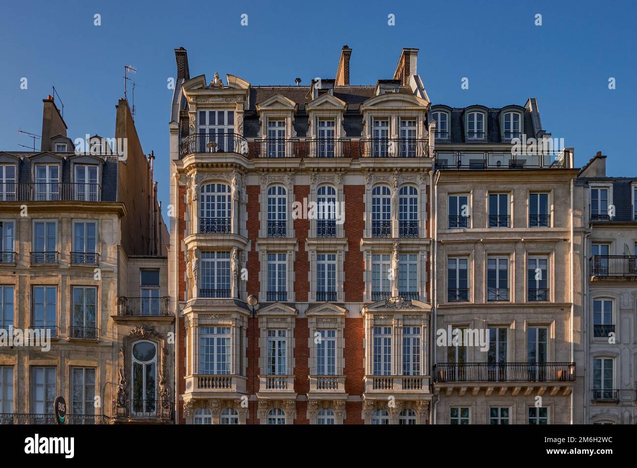 Beautiful Tradional and Old Parisian Bulding Facade - Paris, France Stock Photo