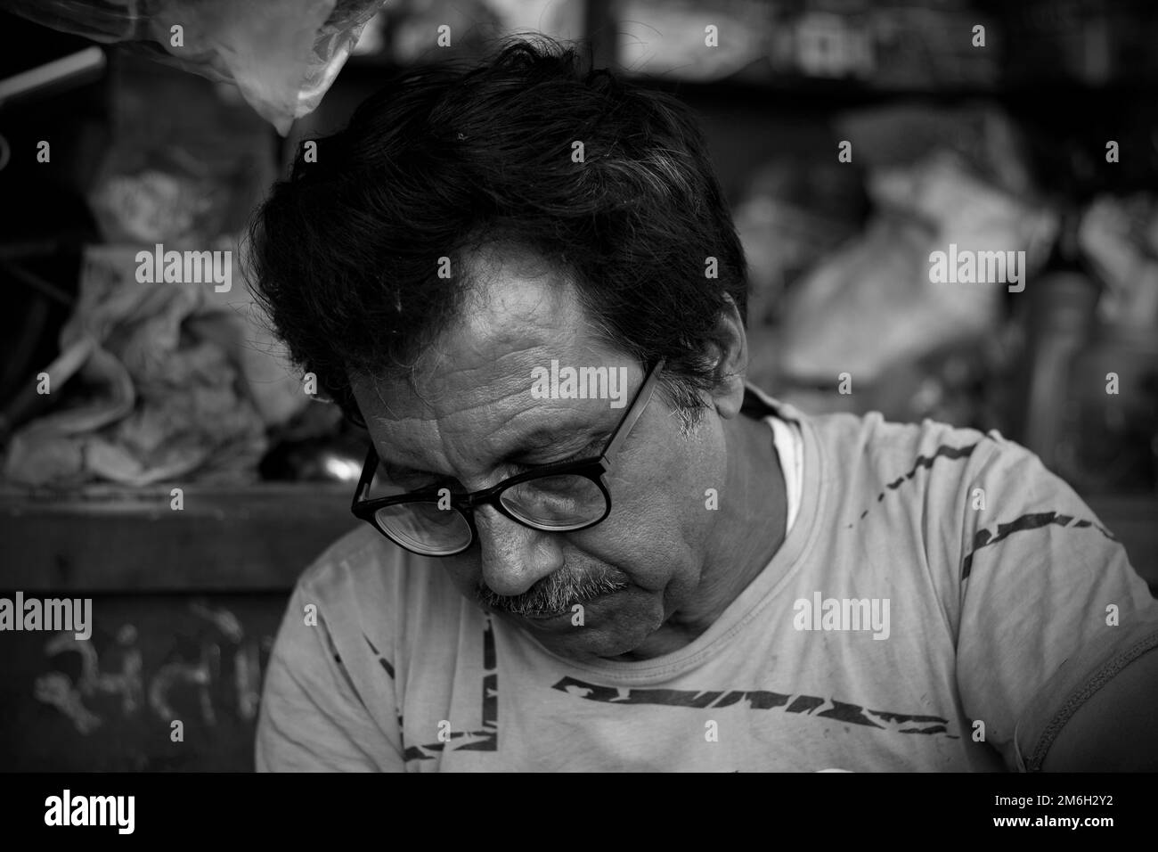 Vadodara, Gujarat November 19th 2022 Aged Indian man close up face