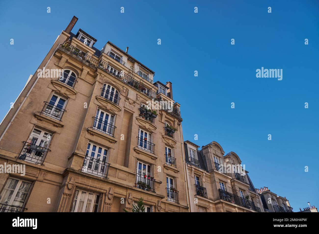 Traditional Parisian Residential Buildings in the Montmartre Area - Paris, France Stock Photo