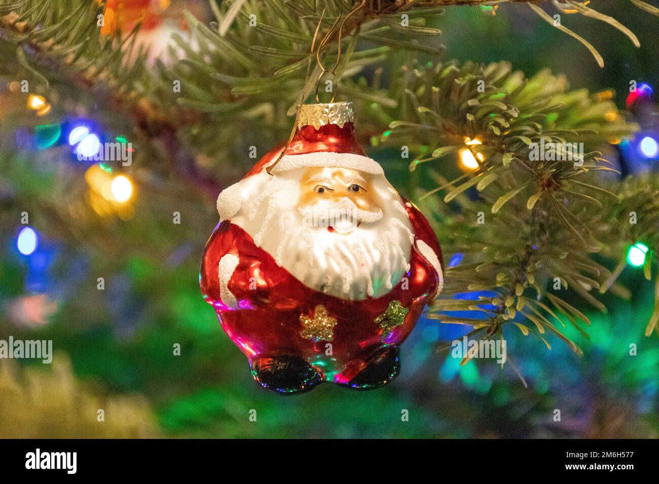 Christmas tree lights and ornament Stock Photo Alamy