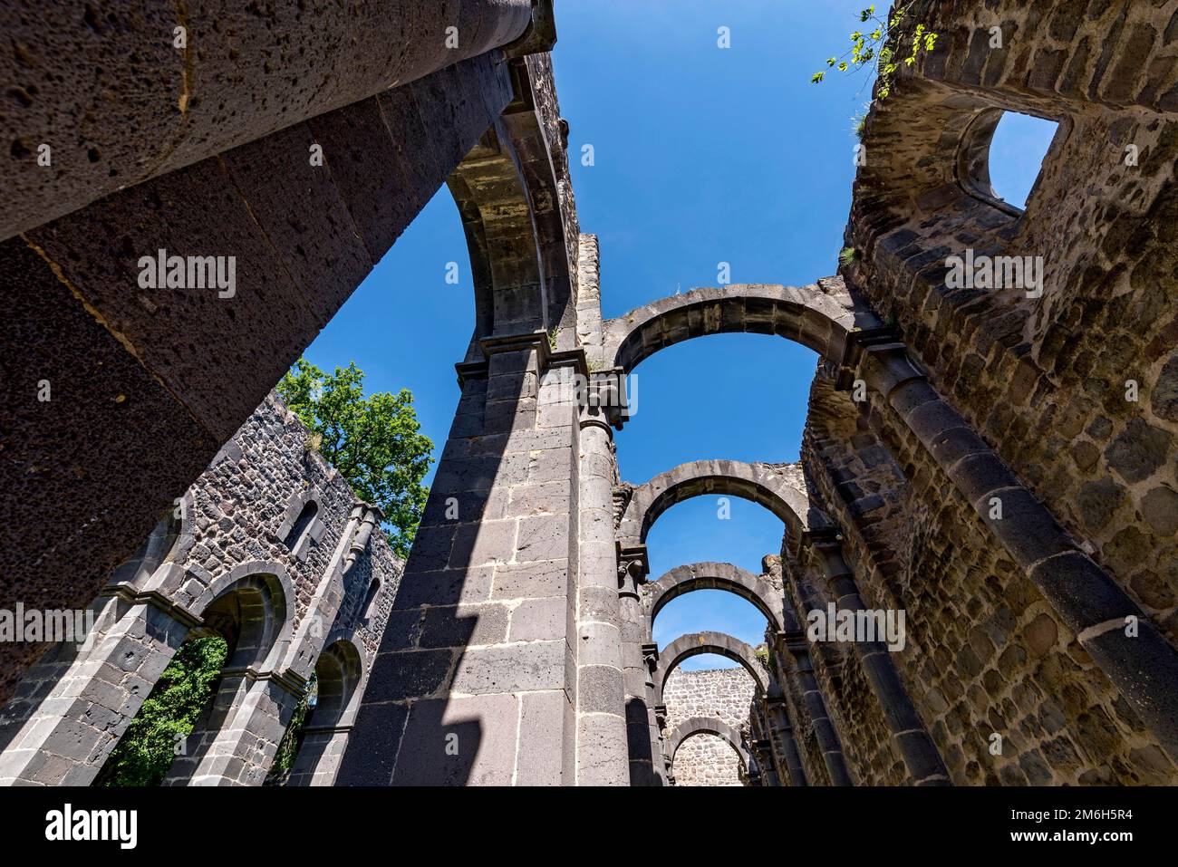Ruins of Arnsburg Abbey Church, side aisle and central nave of the