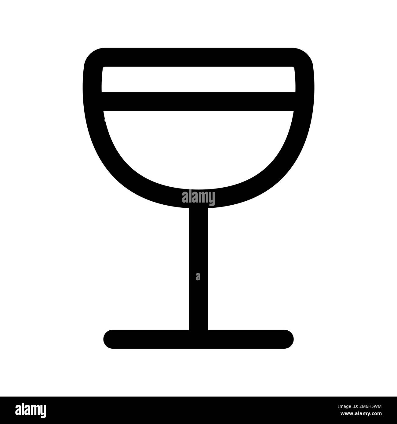 Wine glass icon line isolated on white background. Black flat thin icon ...