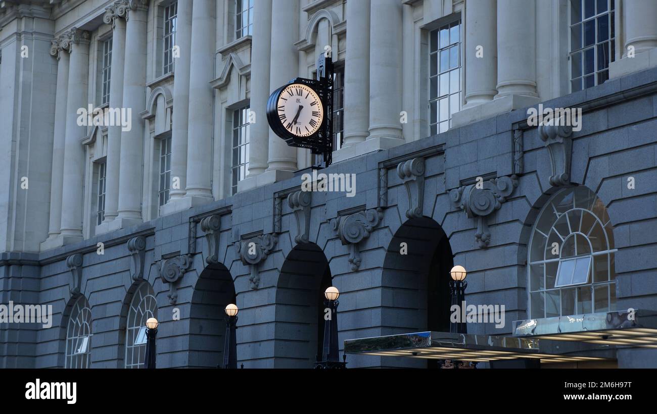 The clock at the old train station in Auckland, New Zealand Stock Photo