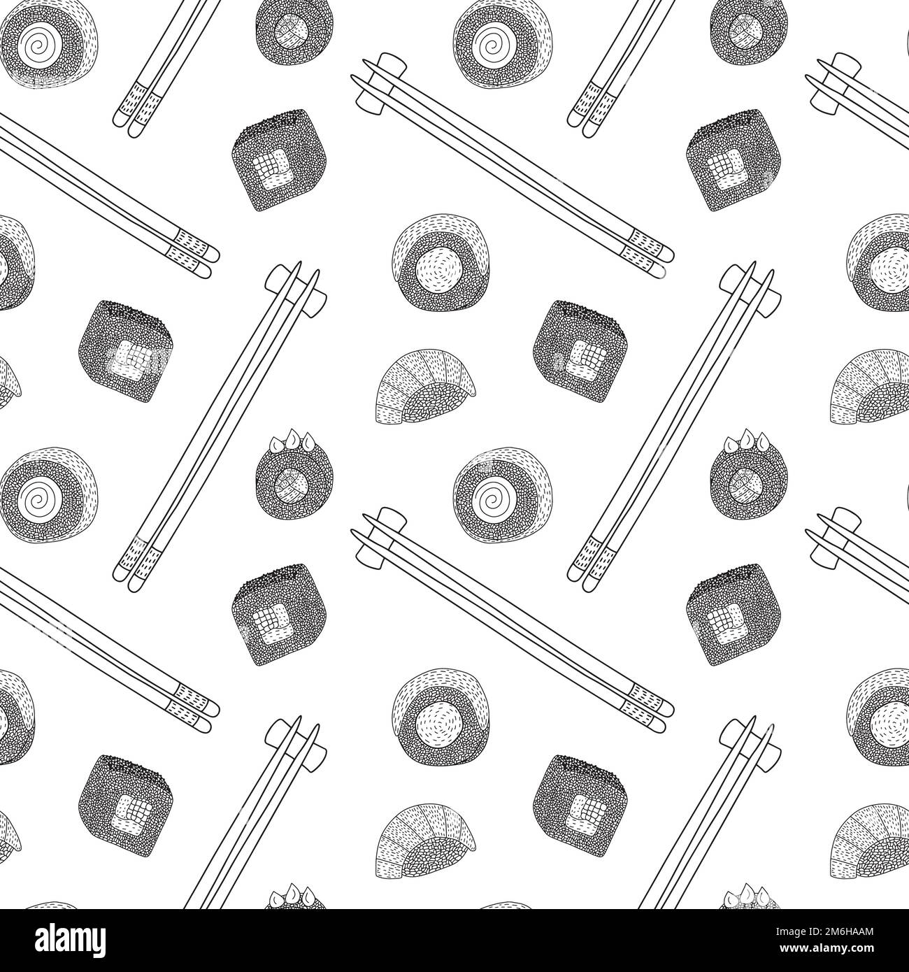 Vector sushi and rolls with fish seamless pattern Stock Vector Image ...