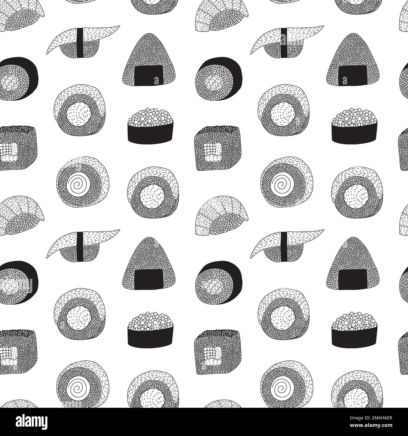 Vector sushi and rolls with fish pattern Stock Vector Image & Art - Alamy
