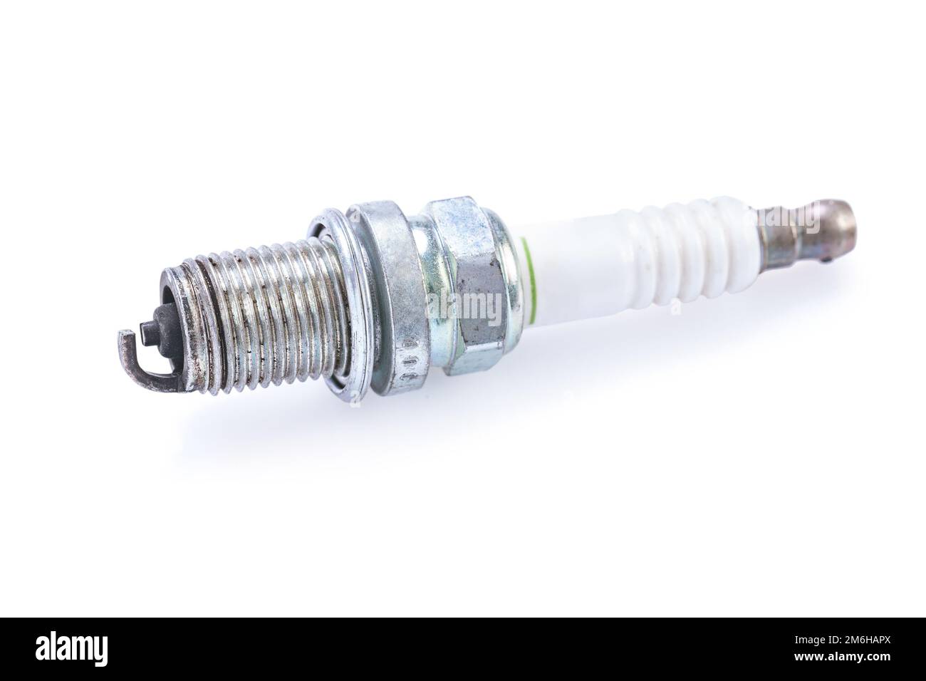 used spark plug isolated on white Stock Photo Alamy