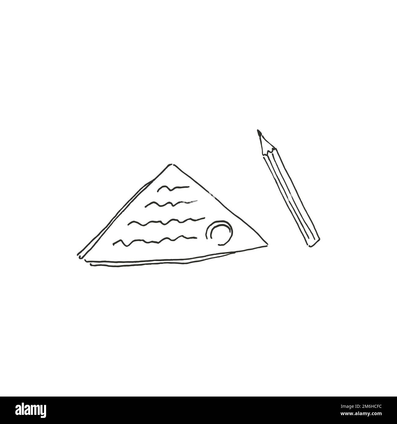Triangular File Hand Drawn Triangular letter and pencil. Hand drawn vector illustration Stock ...