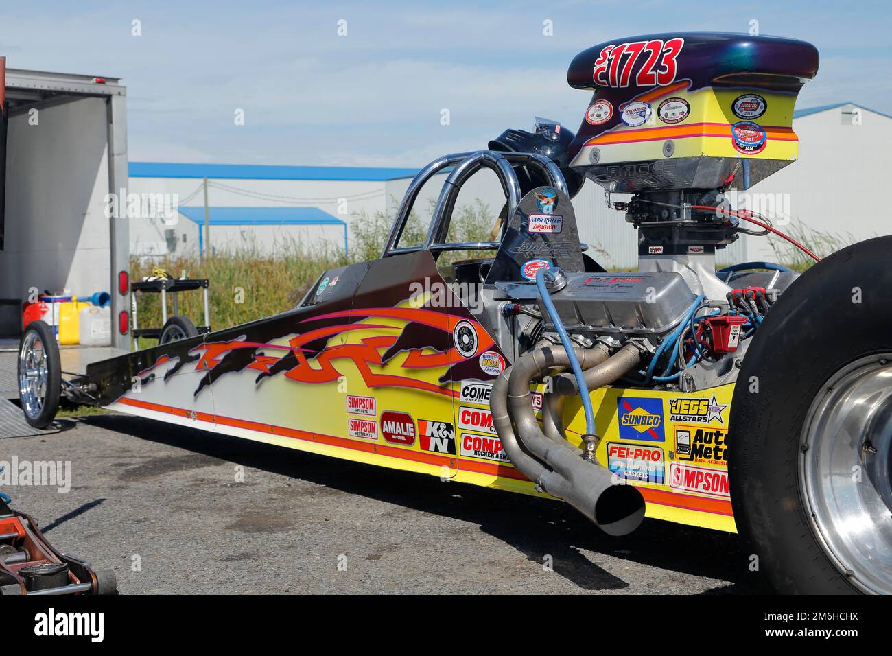 Race car, nitro top fuel dragster, Napierville, Province of Quebec, Canada Stock Photo