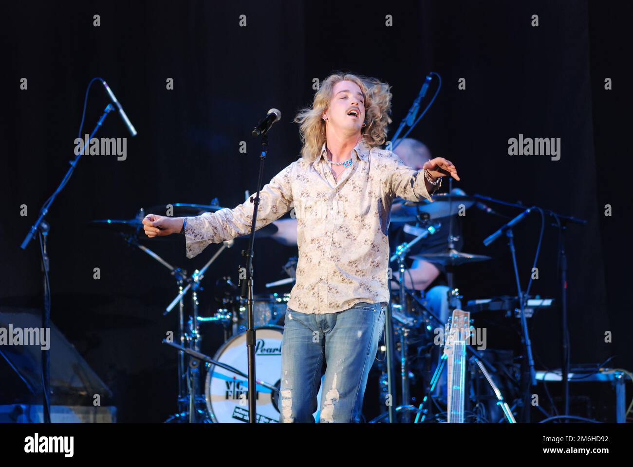 Country music star Bucky Covington performing before a live audience at
