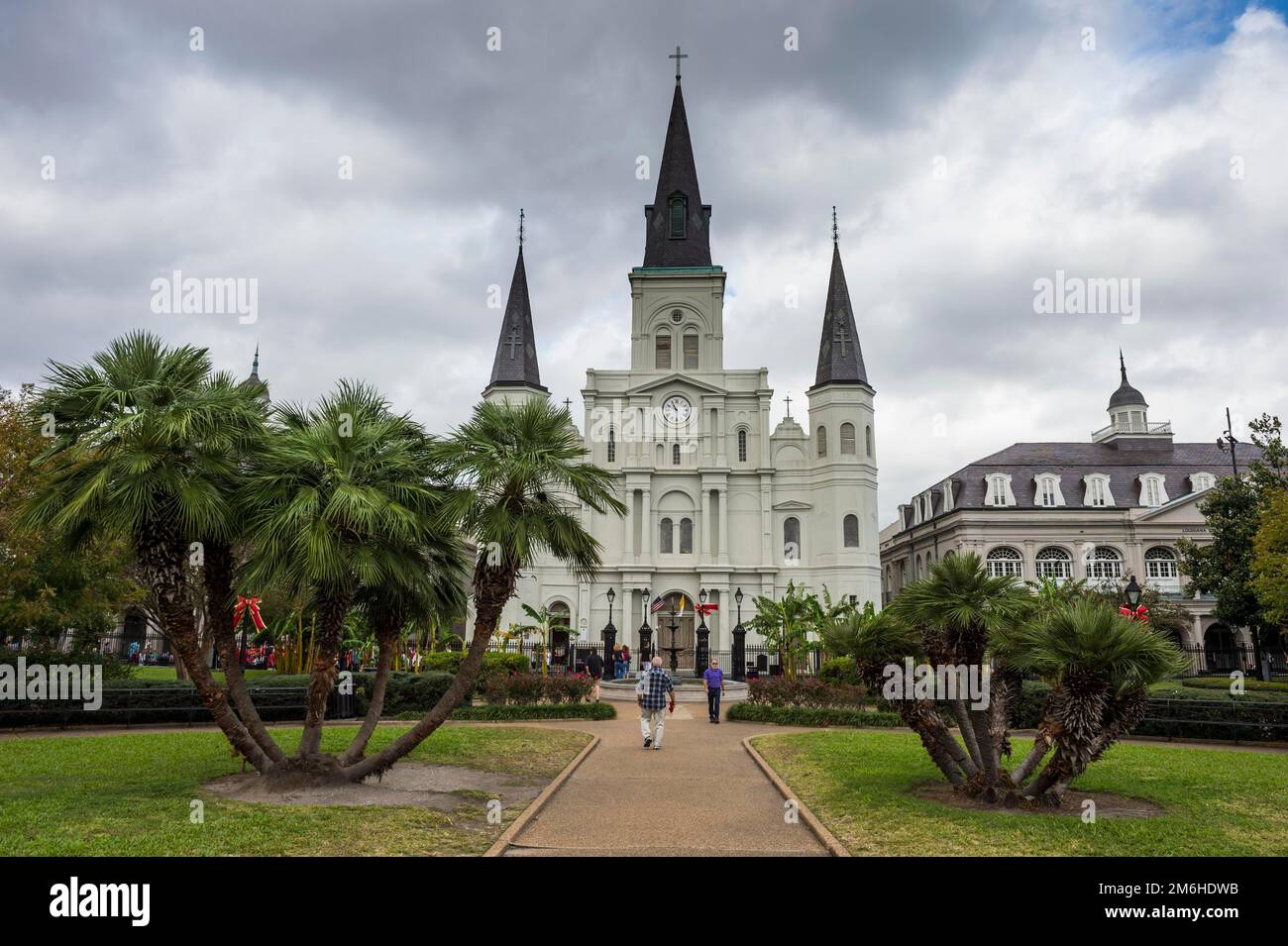 Jackson square and the St. Louis Cathedral, French quarter, New Orleans, Louisiana, USA Stock Photo