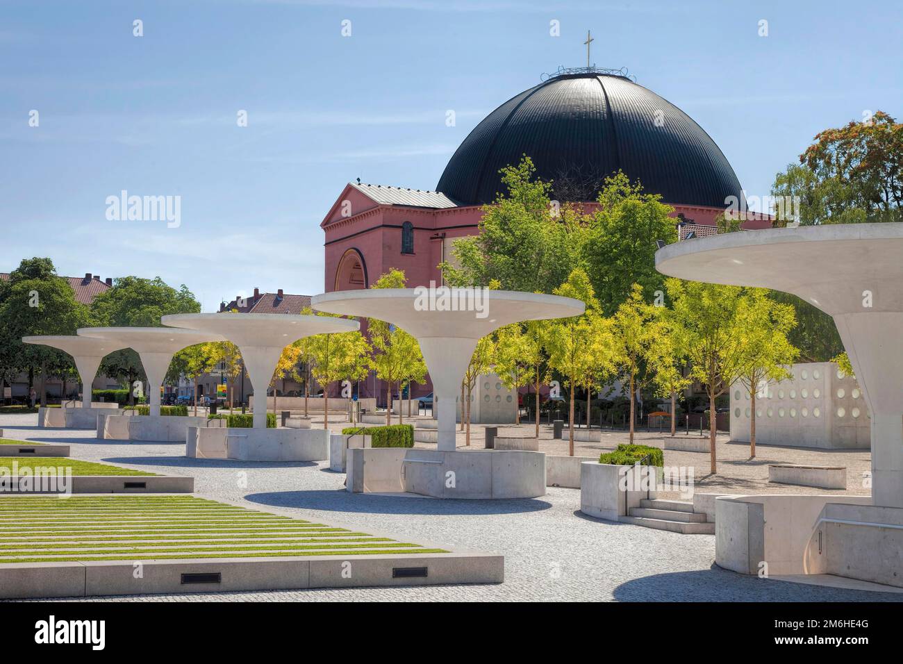 Darmstadt Square in front of Municipal Theatre with Church Str. Ludwig Germany Stock Photo