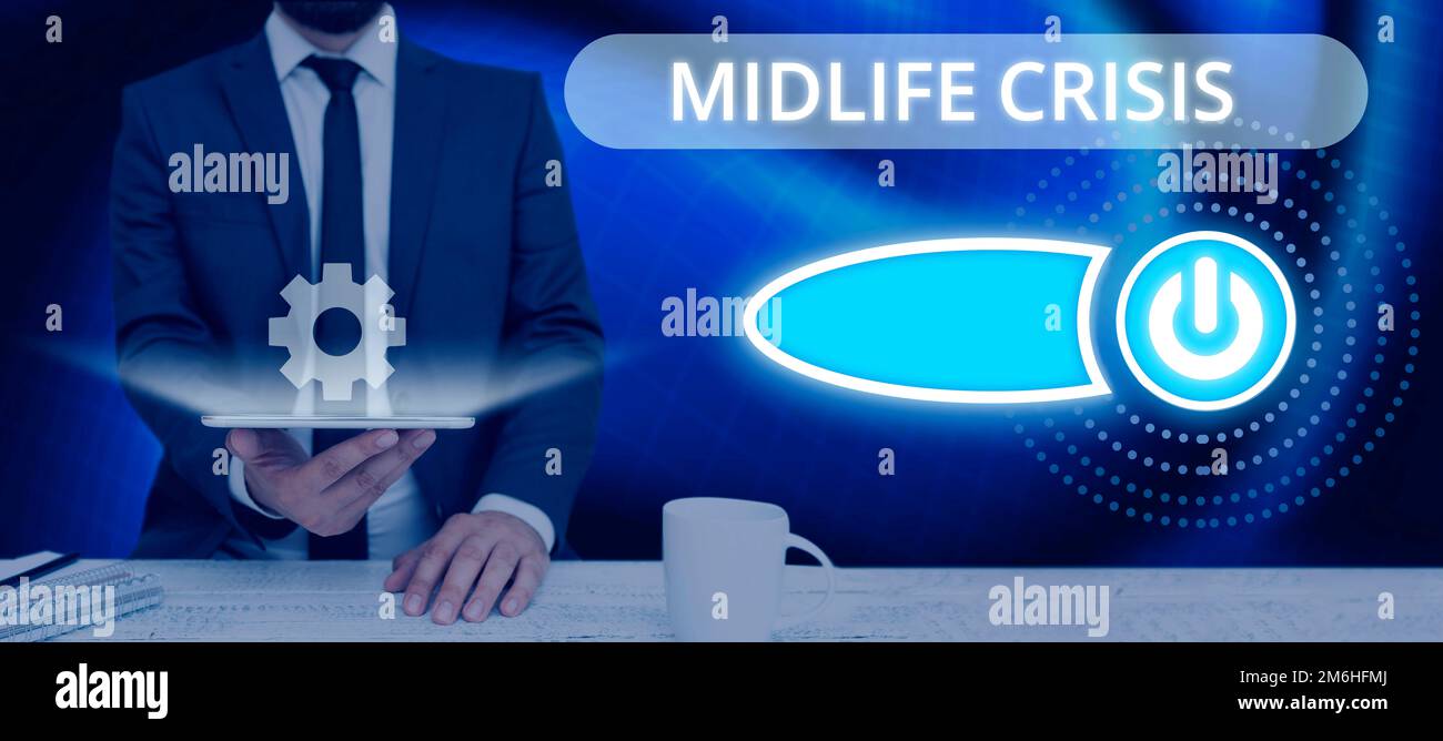 Writing displaying text Midlife Crisis. Conceptual photo Software development technique Decomposing an application Stock Photo