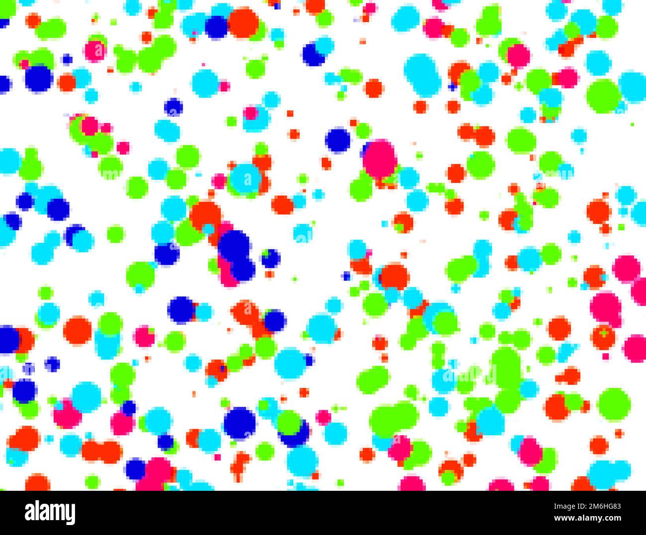 Multi-colored circles from pixels on a white background. 3d rendering ...