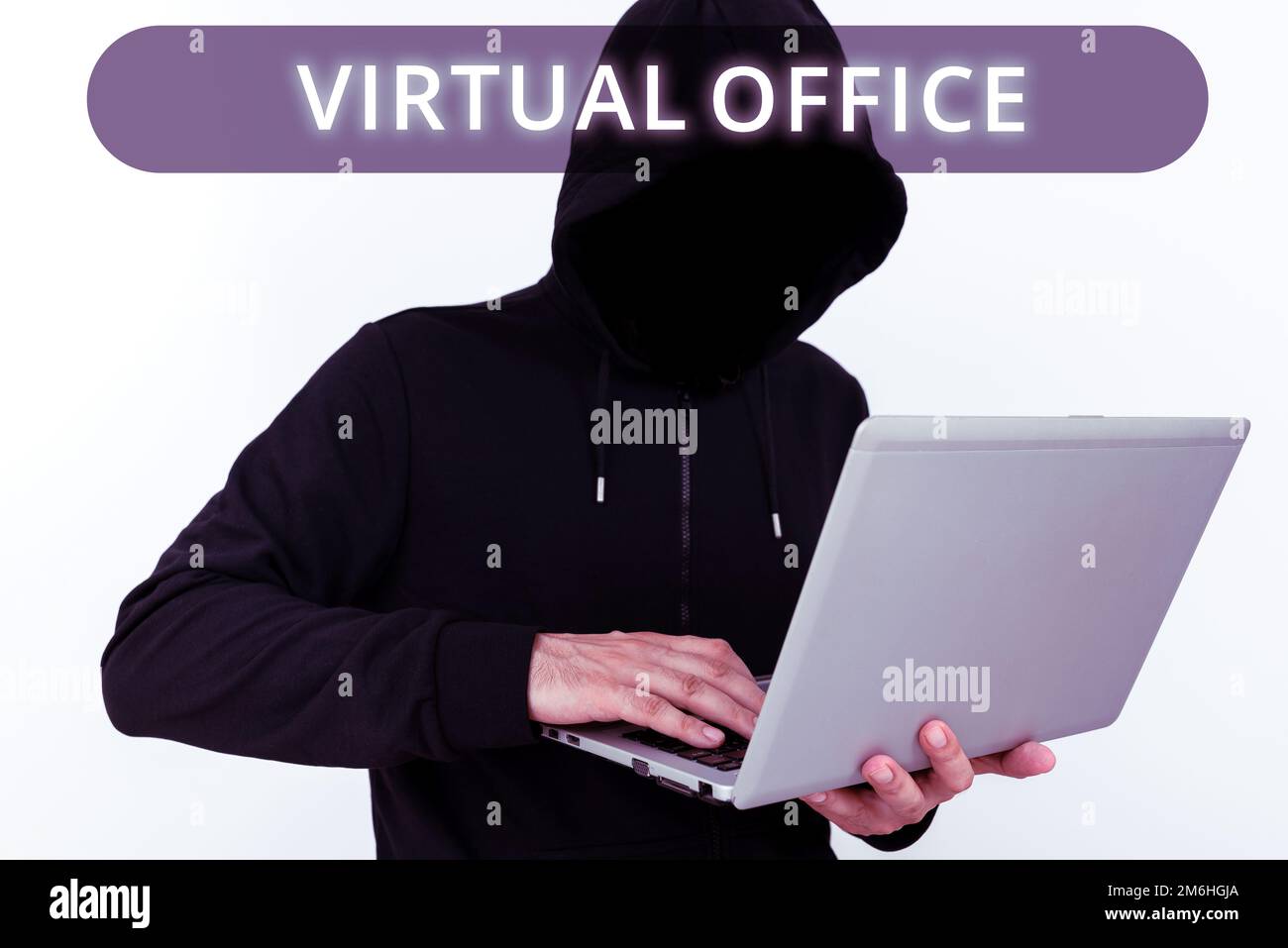 Sign displaying Virtual Office. Word for Mobile work-environment ...