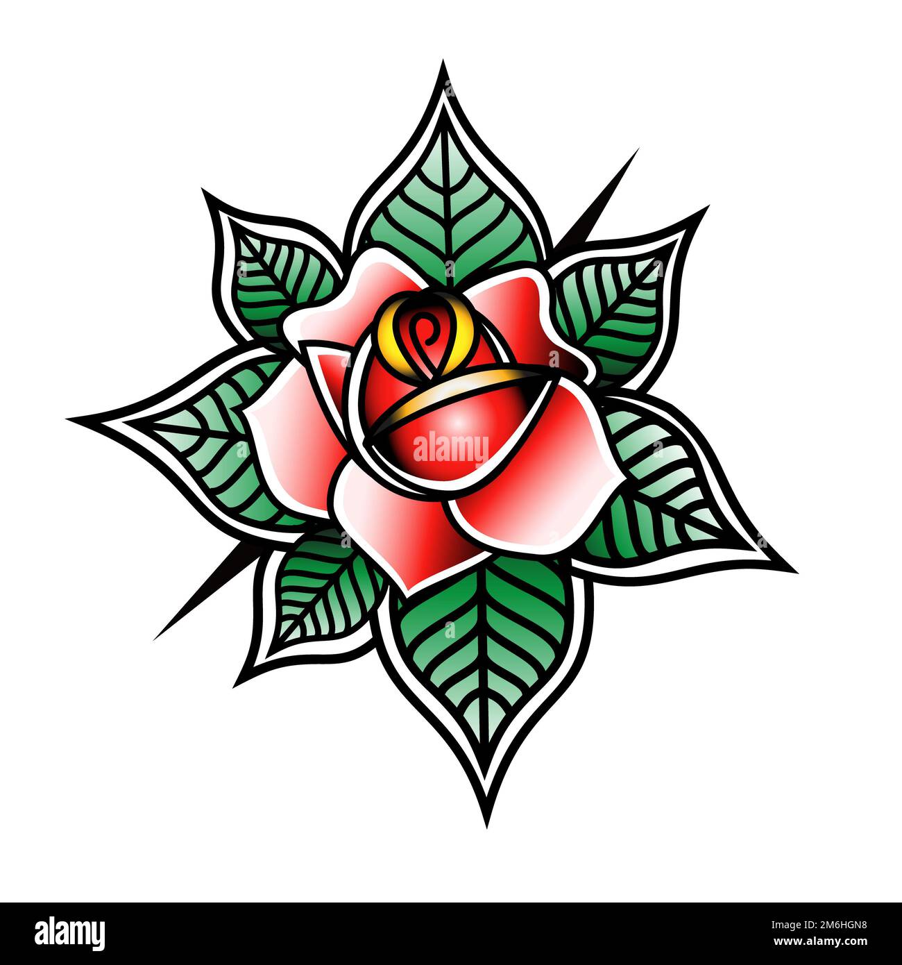 Traditional style rose tattoo on the right inner arm