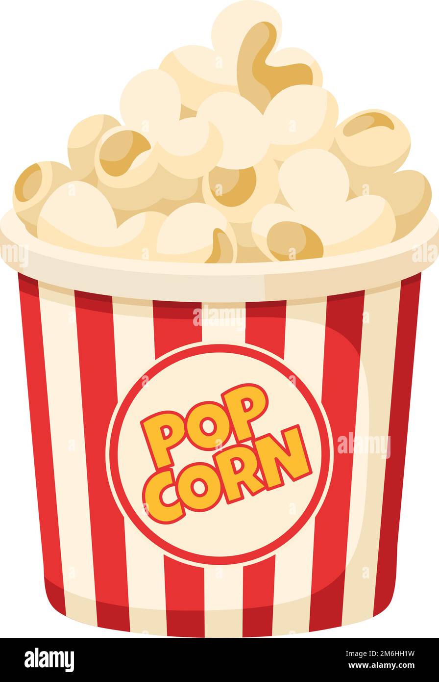 Pop corn striped bucket. Cartoon cinema snack Stock Vector