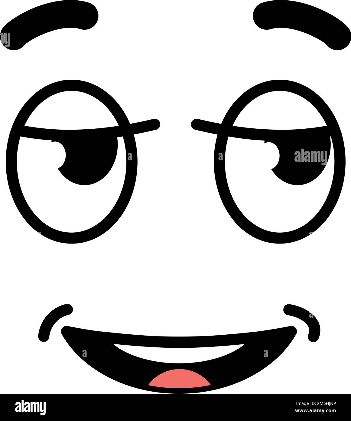 Relieved comic face. Smiling happy expression doodle Stock Vector