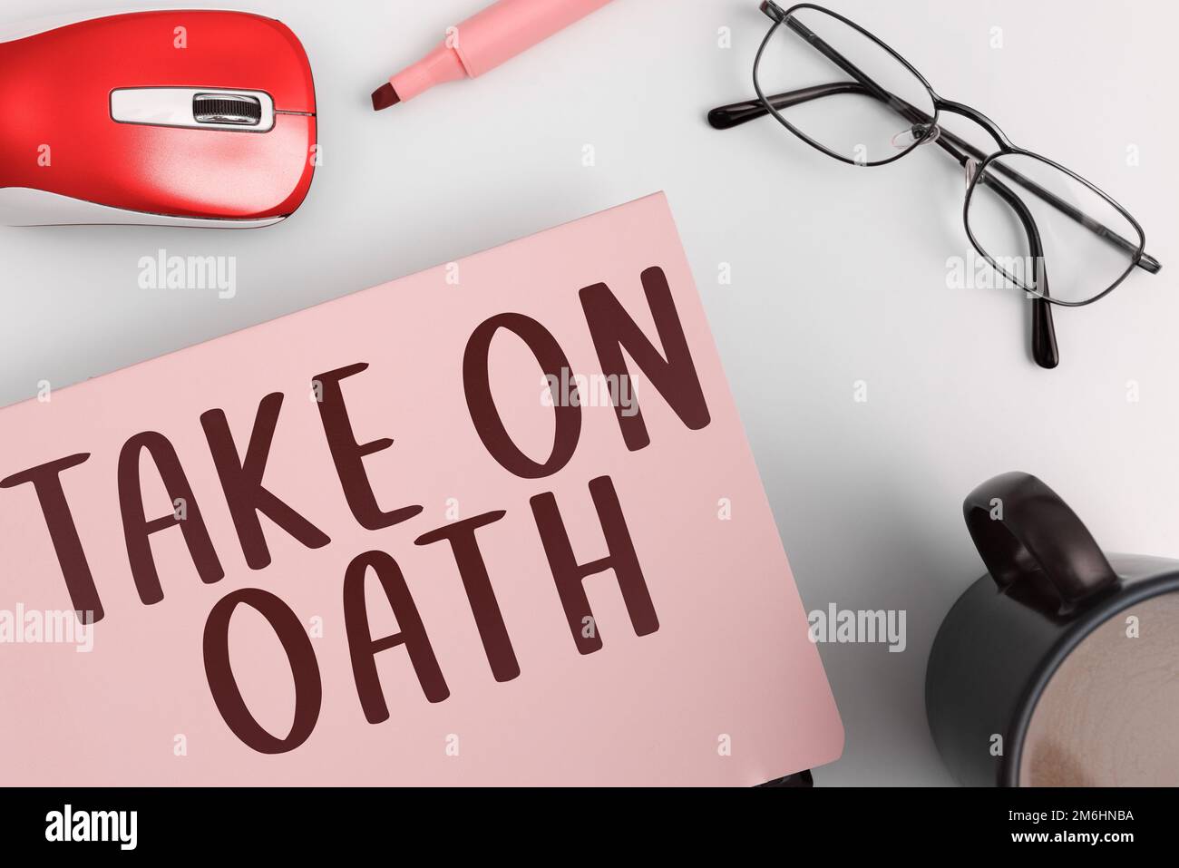 Conceptual caption Take On Oath. Business idea A solemn appeal to a