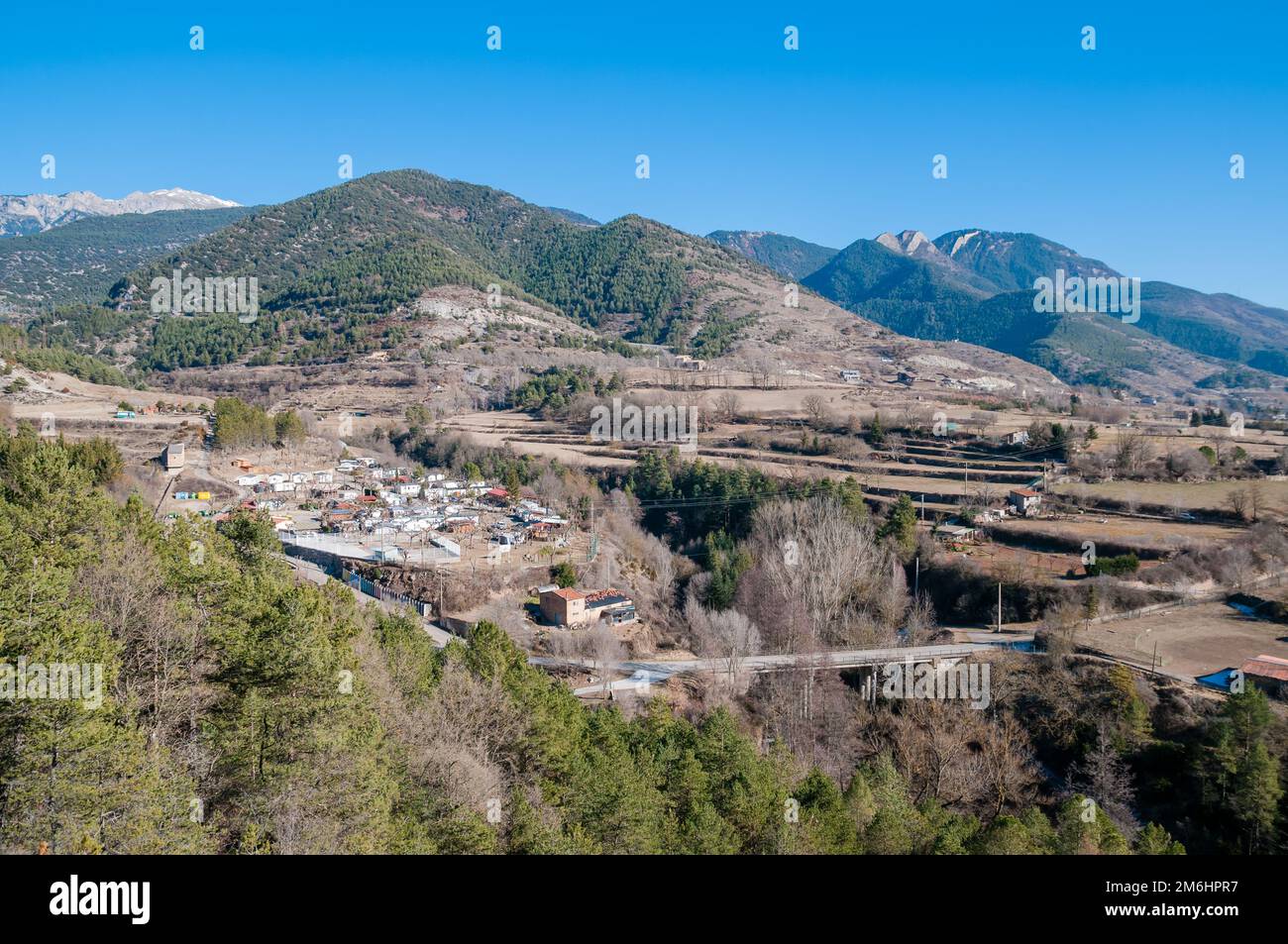 panoramic view of camping Bastareny, near town of Bagà, Catalonia, Spain Stock Photo